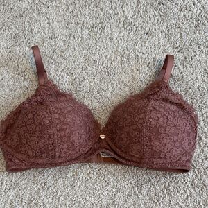 Aerie Wireless Lace Bra, Mauve/Tan - Size 34D